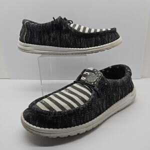 Hey Dude Wally Walls Pledge Gray White Men Size 10 Slip On Casual